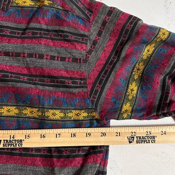 Angelique Striped Button-Up Shirt with Multicolor Aztec Motif womens size M(G51) - Picture 6 of 8